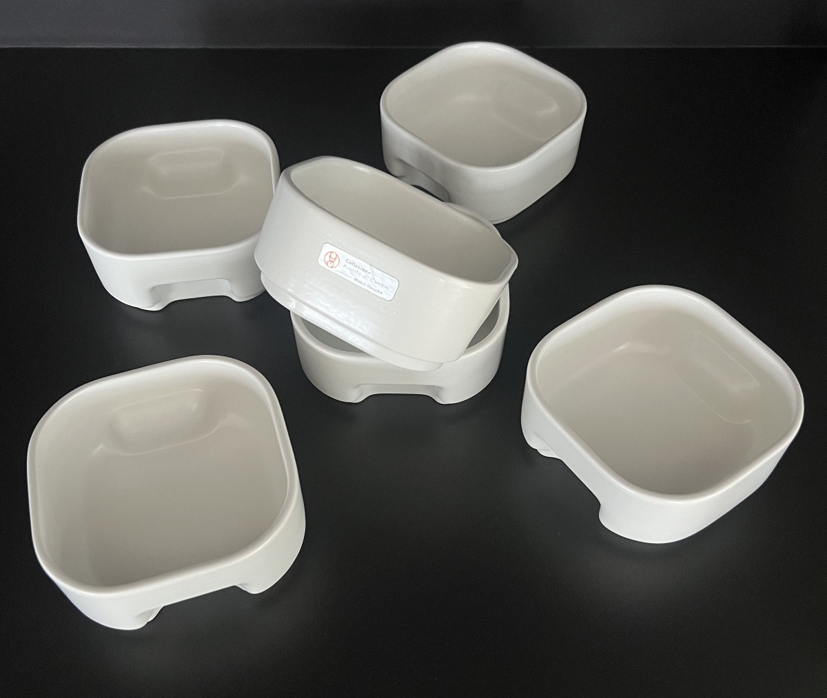 Bols, ramequins (x6) Square par Makio Hasuike pour Societa Ceramica Revelli, Italie 70's-photo-2