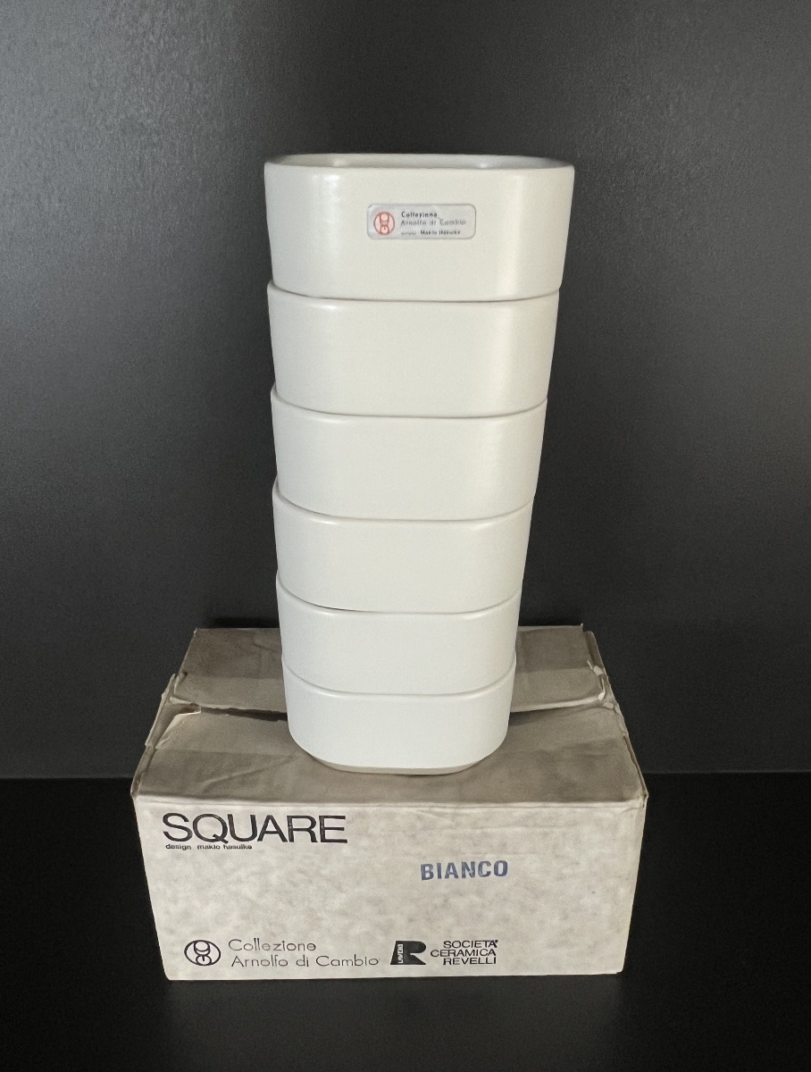 Bols, ramequins (x6) Square par Makio Hasuike pour Societa Ceramica Revelli, Italie 70's-photo-6