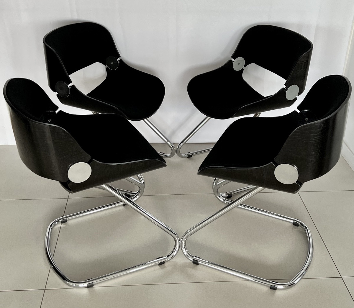 Chaise (x4) Baumann modèle Arpège attribuée à Etienne Fermigier, France années 70-photo-7