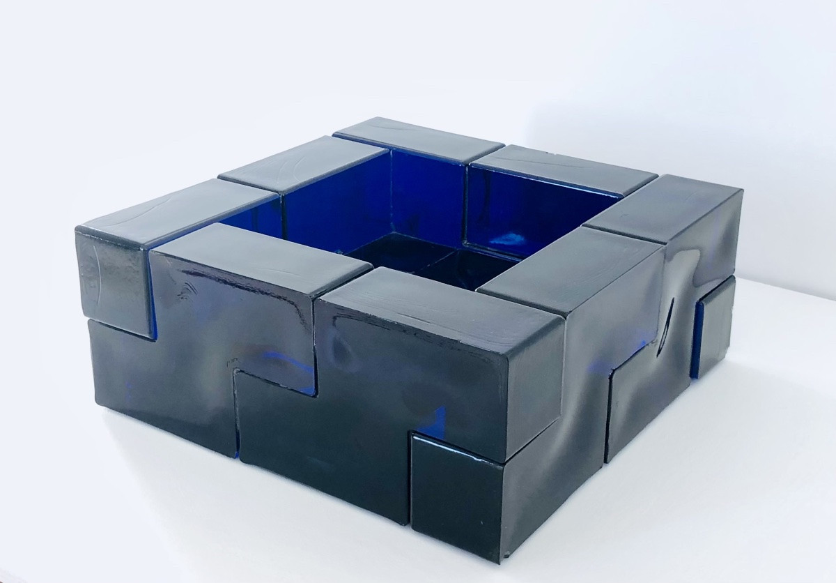 Centerpiece, Decorative Object In Blue Murano Glass, Italy, 1960s-photo-3