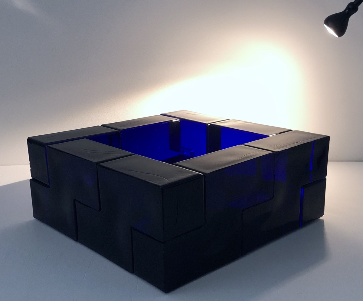 Centerpiece, Decorative Object In Blue Murano Glass, Italy, 1960s-photo-1