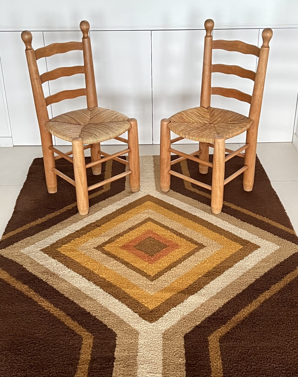 Tapis en laine série Grafik 100 par S. Doege pour Cronwell atelier, Allemagne 70's-photo-3