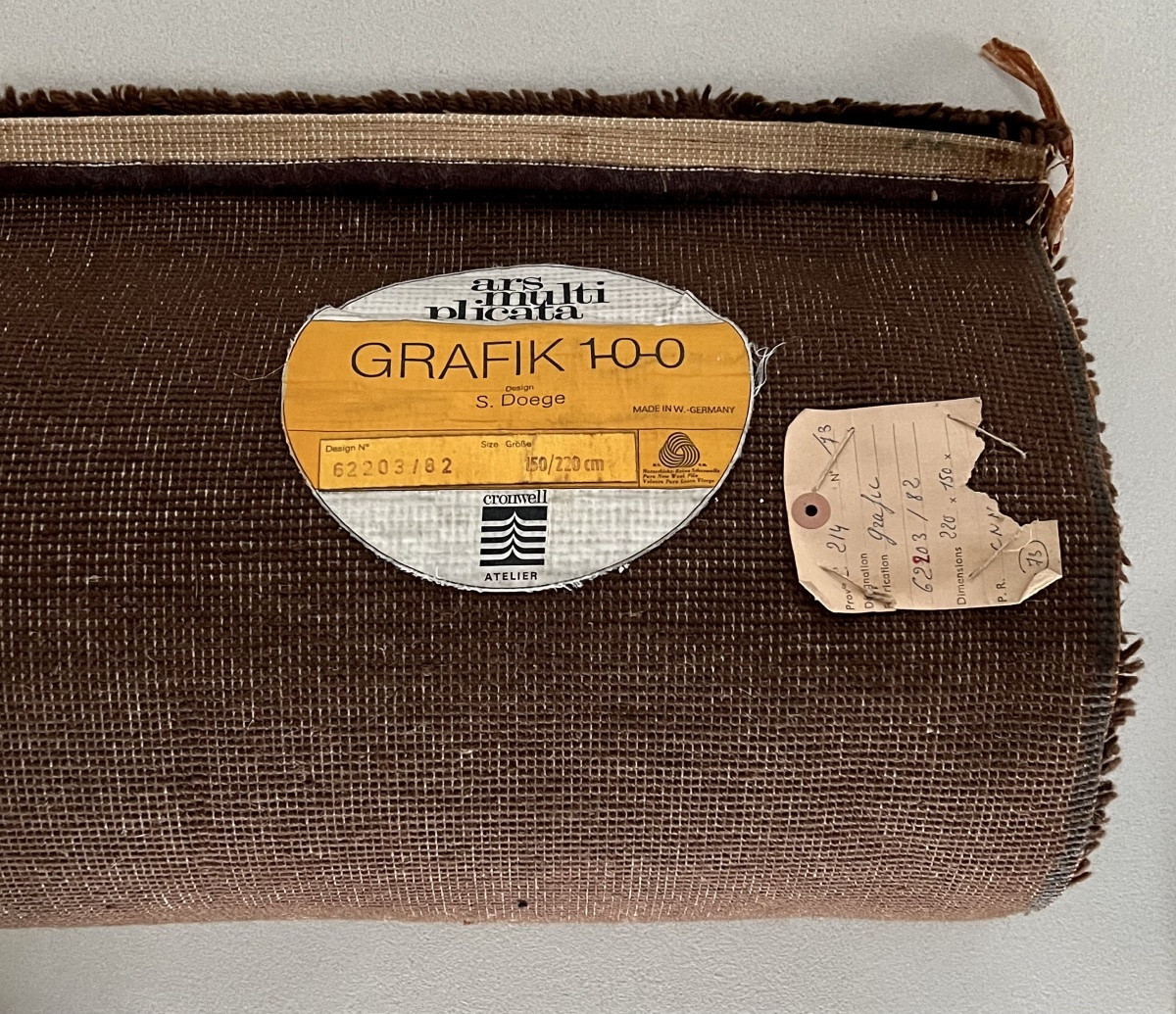 Tapis en laine série Grafik 100 par S. Doege pour Cronwell atelier, Allemagne 70's-photo-4