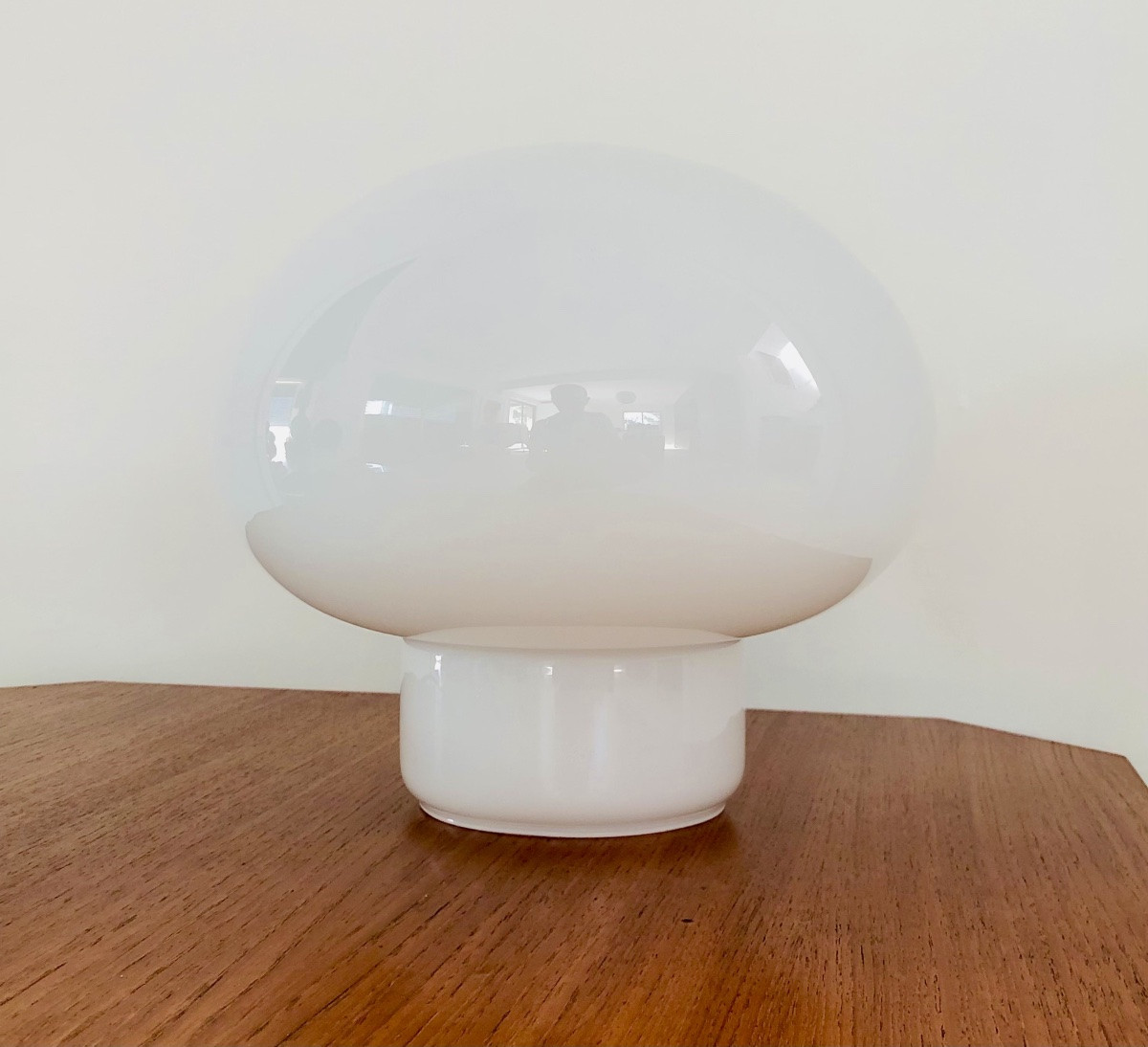 Lampe à poser en inox et verre opalin par Tronconi Illuminazione, Italie années 70-photo-1