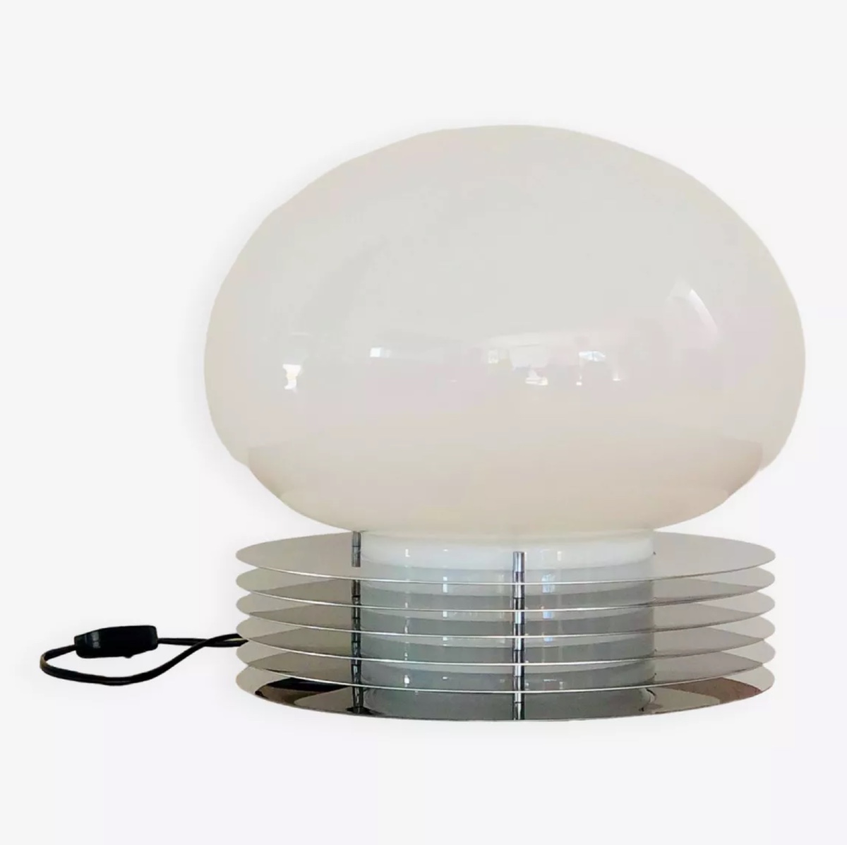 Lampe à poser en inox et verre opalin par Tronconi Illuminazione, Italie années 70