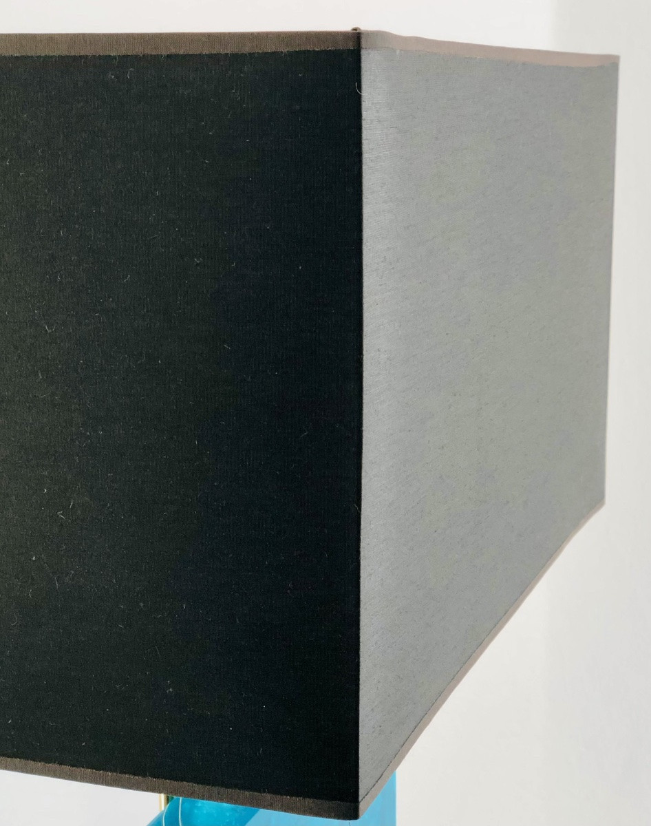 Lampes de salon en résine fractale turquoise, années 80-photo-4