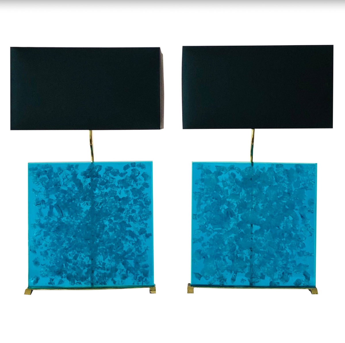 Lampes de salon en résine fractale turquoise, années 80