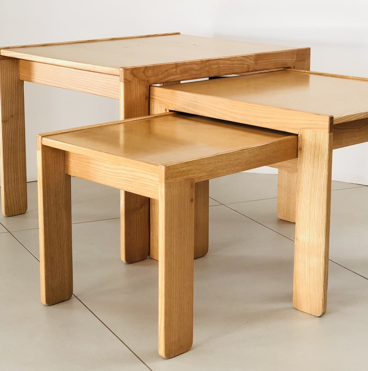 Nesting Tables In Ash, Model 777 By Afra & Tobia Scarpa For Cassina, Italy, 1960s.-photo-4