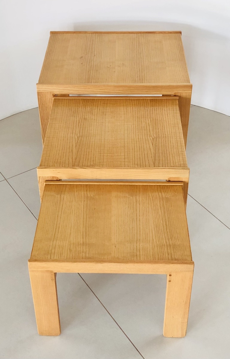 Nesting Tables In Ash, Model 777 By Afra & Tobia Scarpa For Cassina, Italy, 1960s.-photo-1