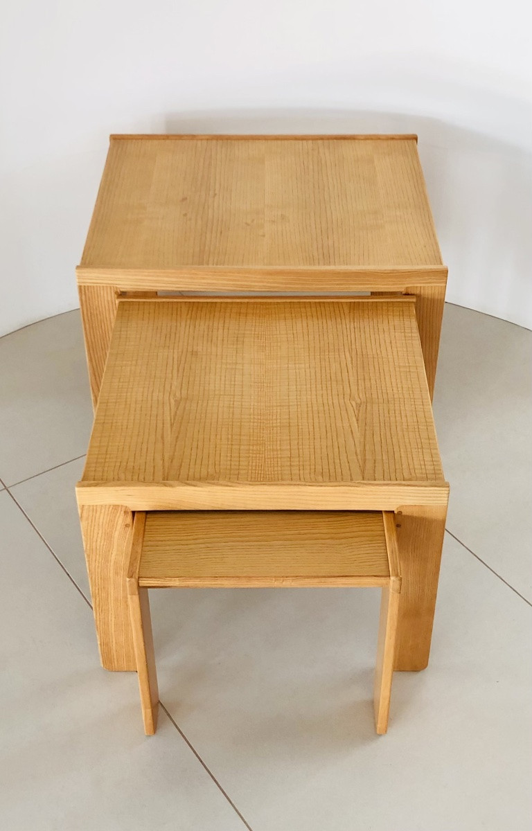 Nesting Tables In Ash, Model 777 By Afra & Tobia Scarpa For Cassina, Italy, 1960s.-photo-2