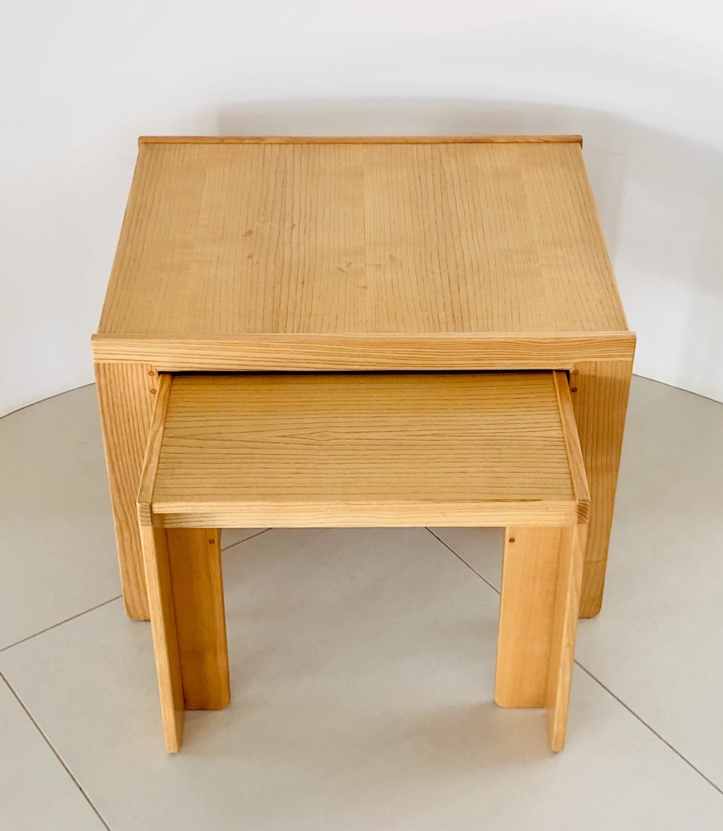 Nesting Tables In Ash, Model 777 By Afra & Tobia Scarpa For Cassina, Italy, 1960s.-photo-3