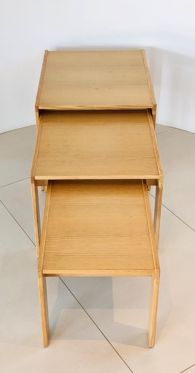 Nesting Tables In Ash, Model 777 By Afra & Tobia Scarpa For Cassina, Italy, 1960s.-photo-5