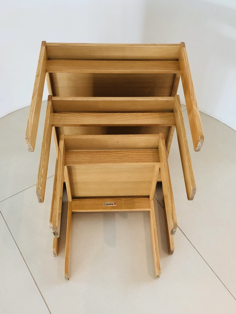 Nesting Tables In Ash, Model 777 By Afra & Tobia Scarpa For Cassina, Italy, 1960s.-photo-7