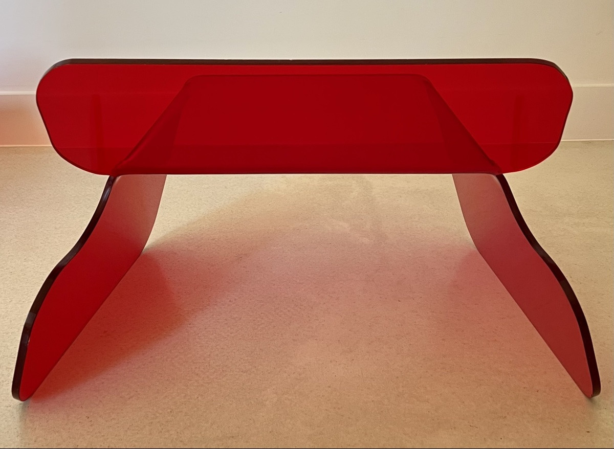 Red Plexiglass Chair In The Style Of Michel Dumas, France, 1970s-photo-2