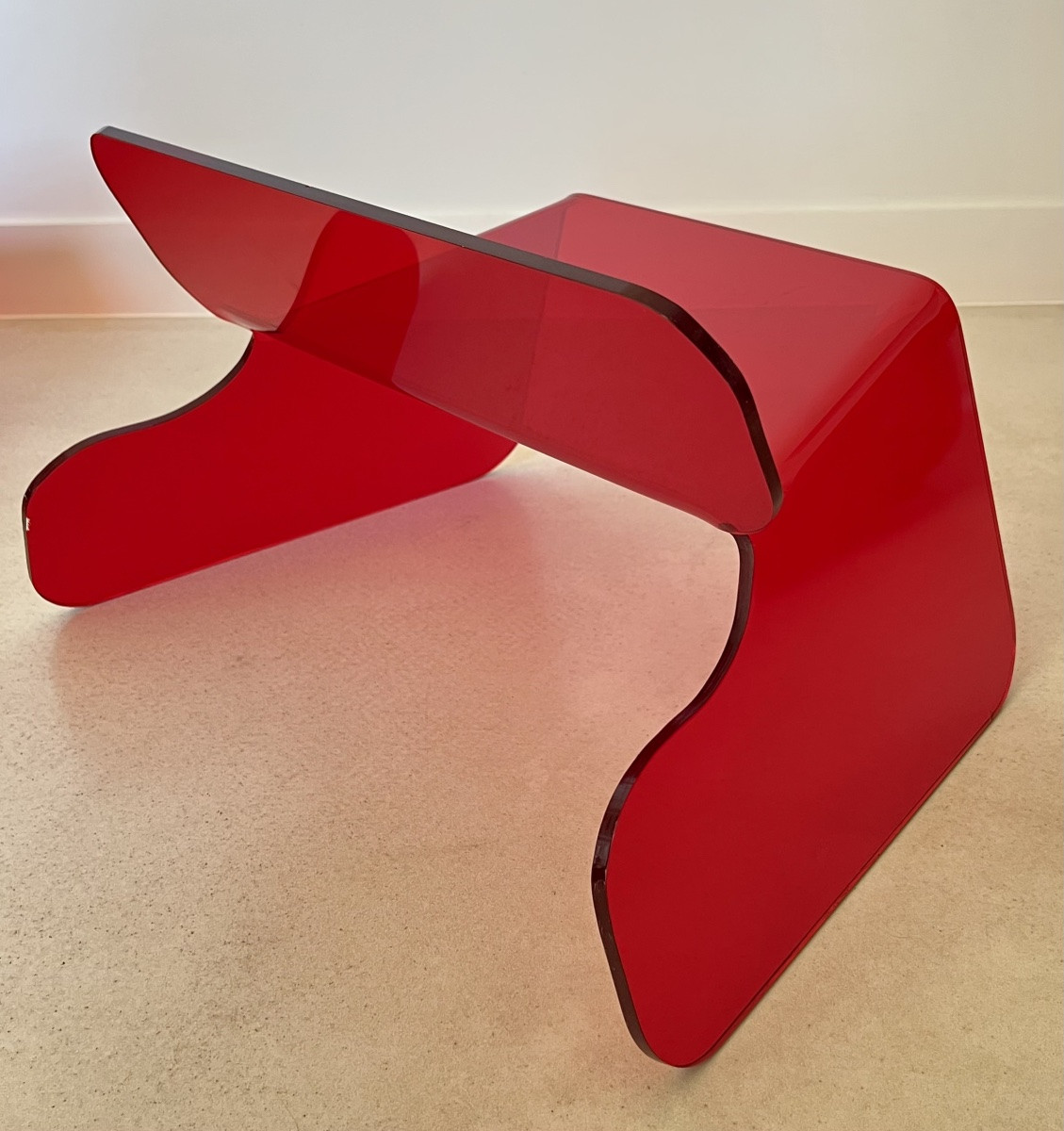Red Plexiglass Chair In The Style Of Michel Dumas, France, 1970s-photo-3