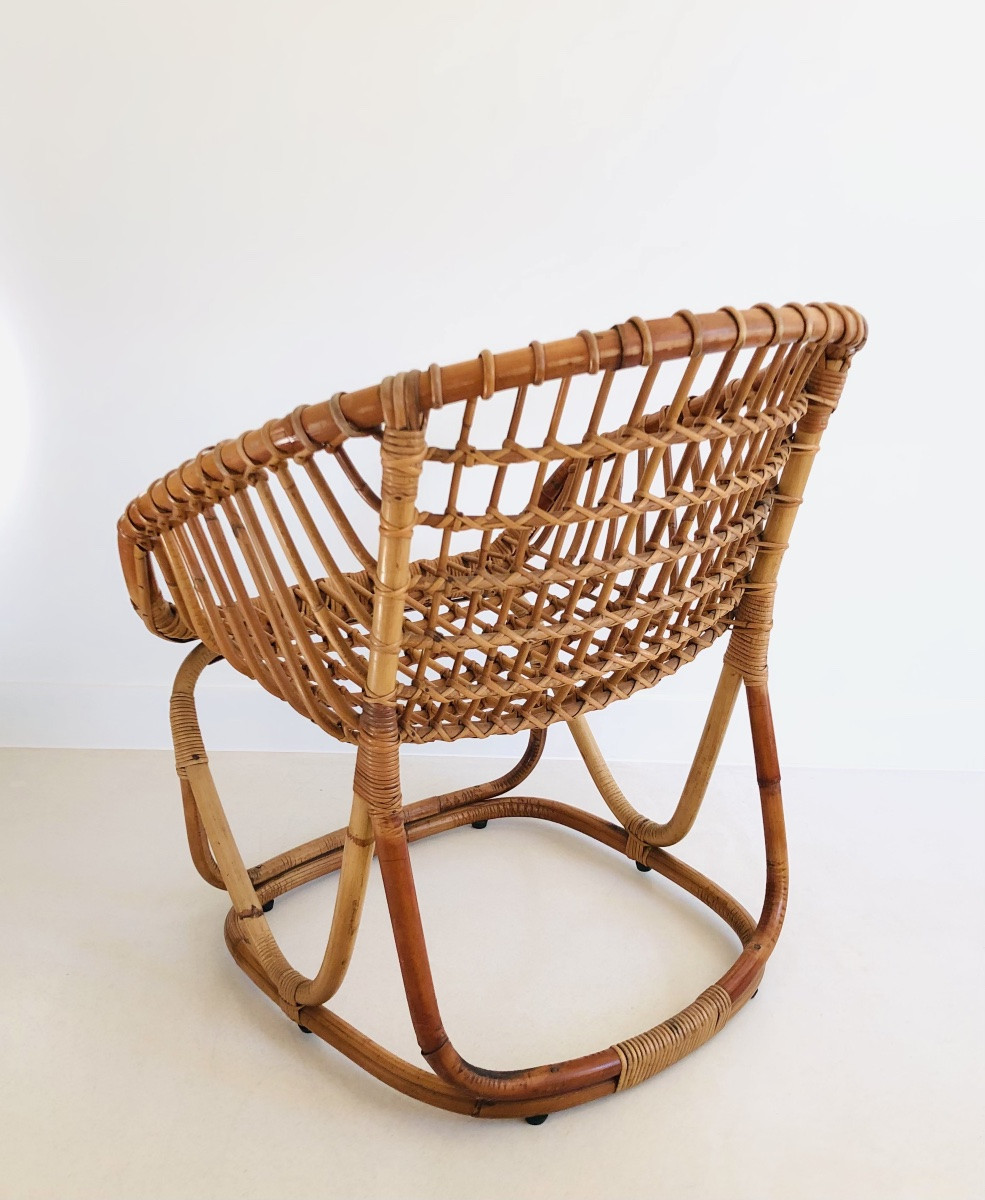 Fauteuil en rotin de Tito Agnoli pour Pierantonio Bonacina, Italie 1958-photo-1
