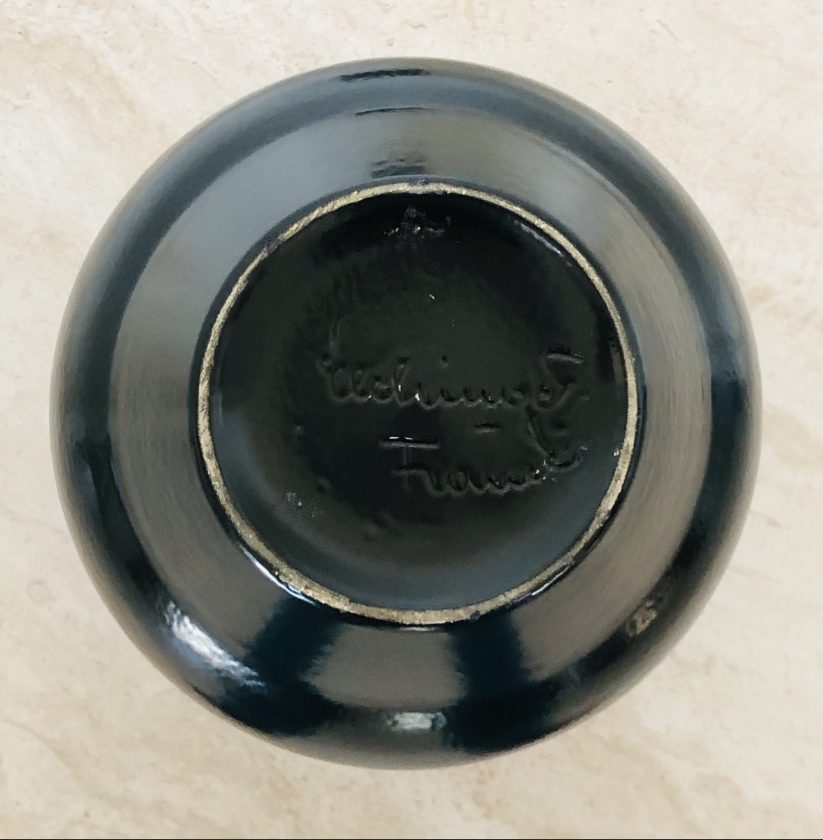 Vase piriforme en céramique rouge et noire par Elchinger, France années 60-photo-2