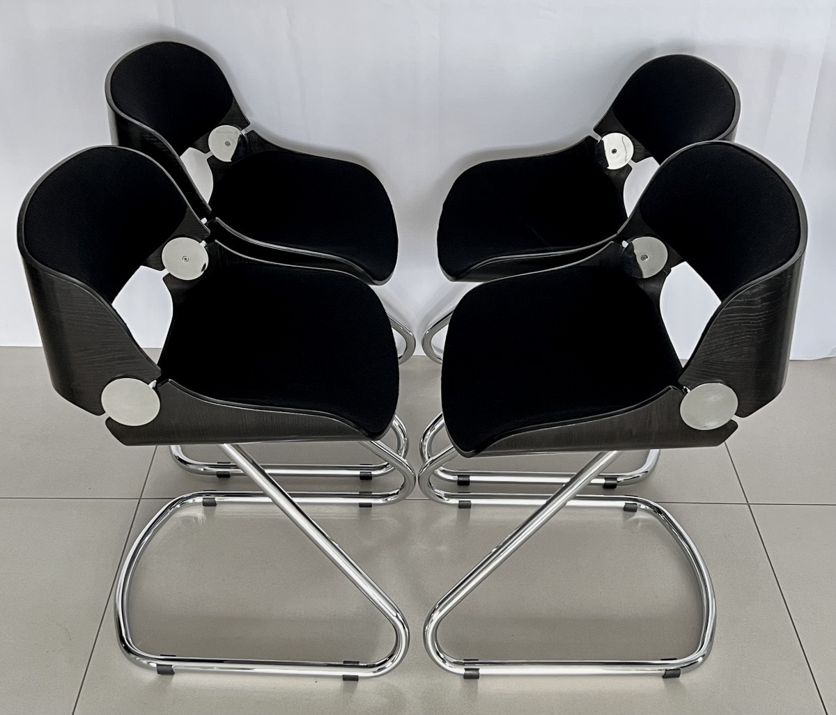 Set Of 4 Baumann Arpège Chairs Attributed To Etienne Fermigier, France, 1970s-photo-2