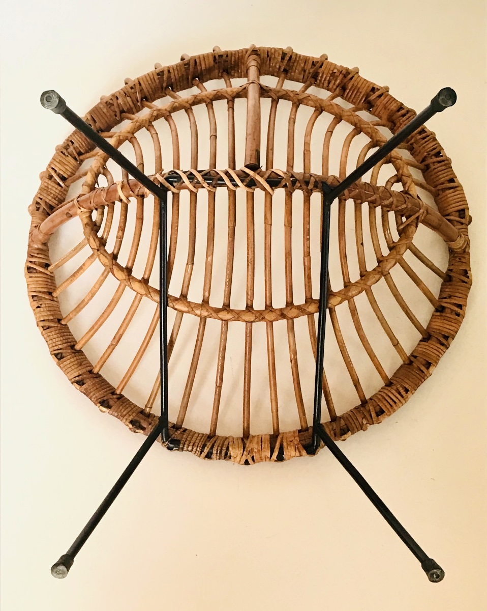 Pair Of Rattan Shell Chairs Attributed To Franco Albini, Italy, 1960s-photo-4