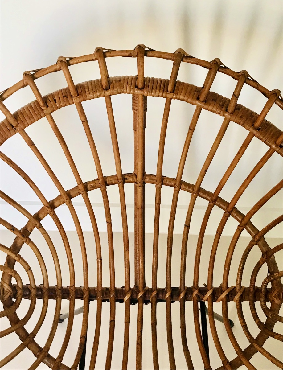 Pair Of Rattan Shell Chairs Attributed To Franco Albini, Italy, 1960s-photo-6