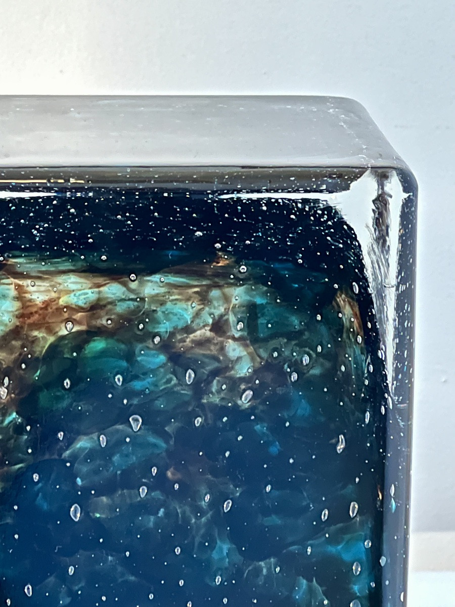 Large Cubic Table Lamp In Murano Glass By Limburg, Germany, 1970s-photo-2