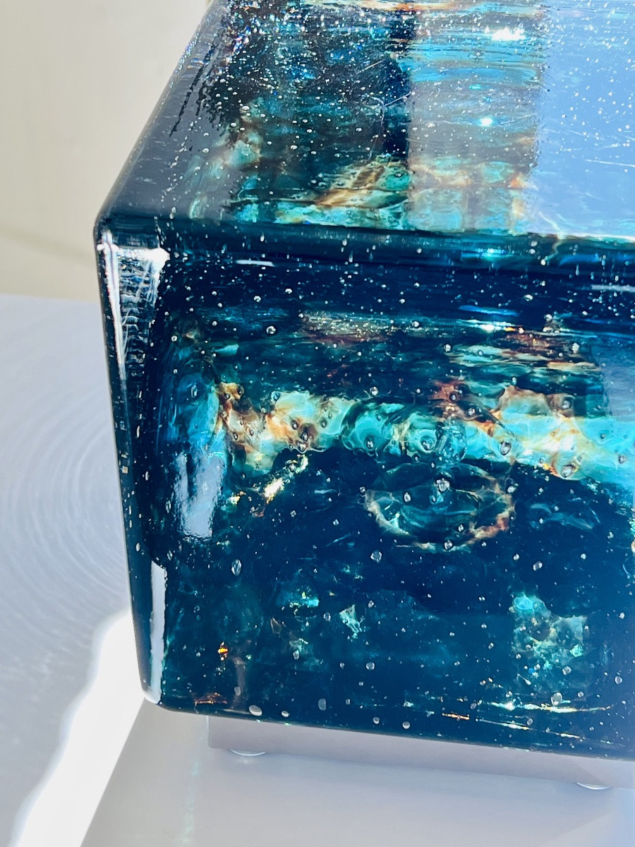 Large Cubic Table Lamp In Murano Glass By Limburg, Germany, 1970s-photo-4