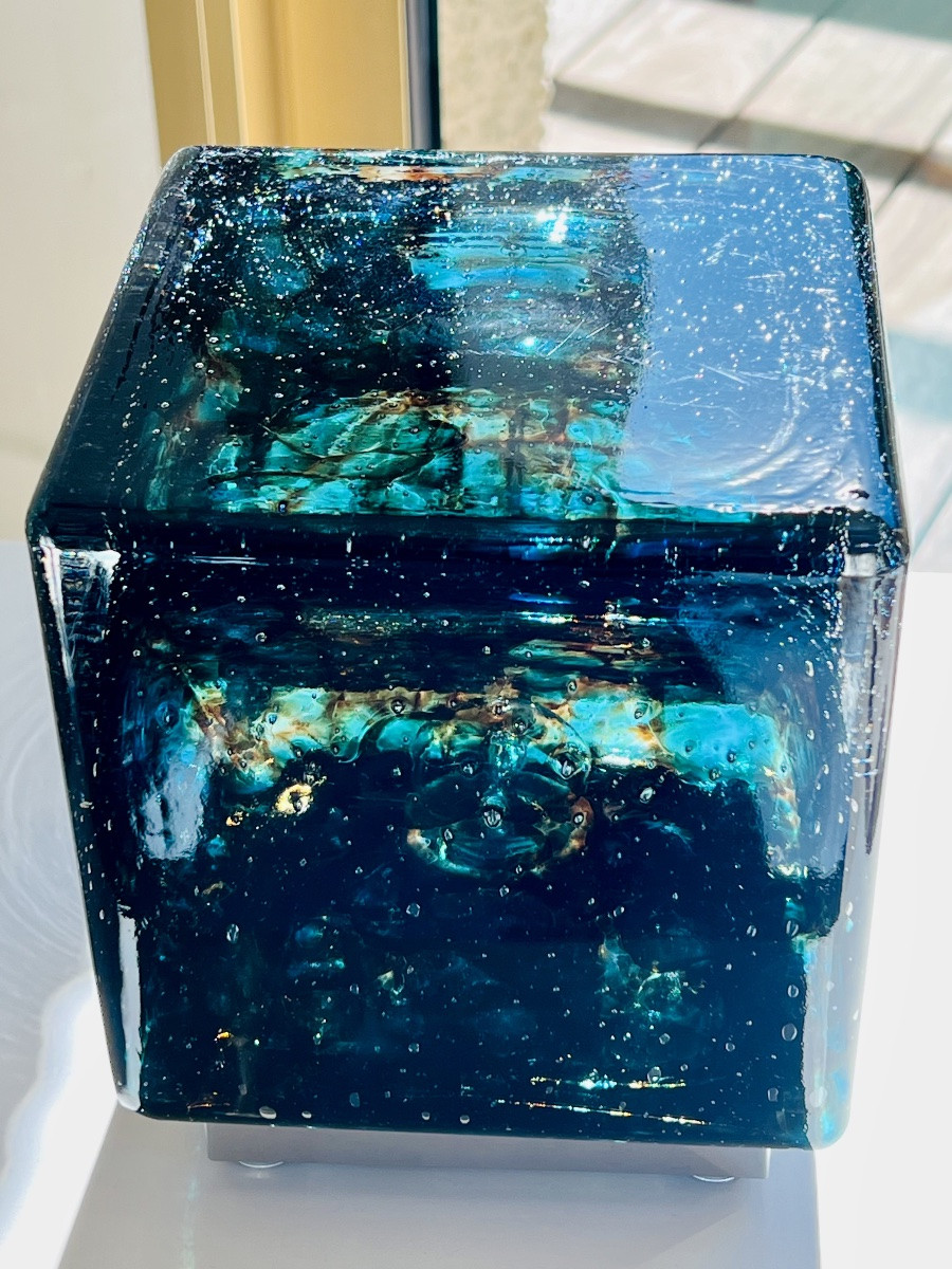 Large Cubic Table Lamp In Murano Glass By Limburg, Germany, 1970s-photo-5