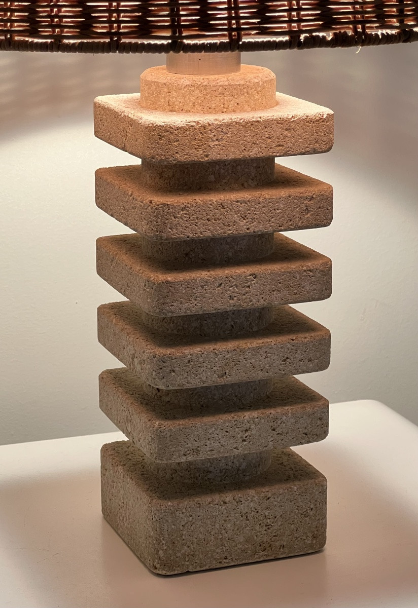 Carved Stone Living Room Lamp In The Style Of Albert Tormos, France, 1970s-photo-4