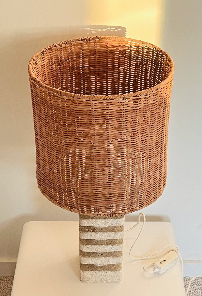 Carved Stone Living Room Lamp In The Style Of Albert Tormos, France, 1970s-photo-4