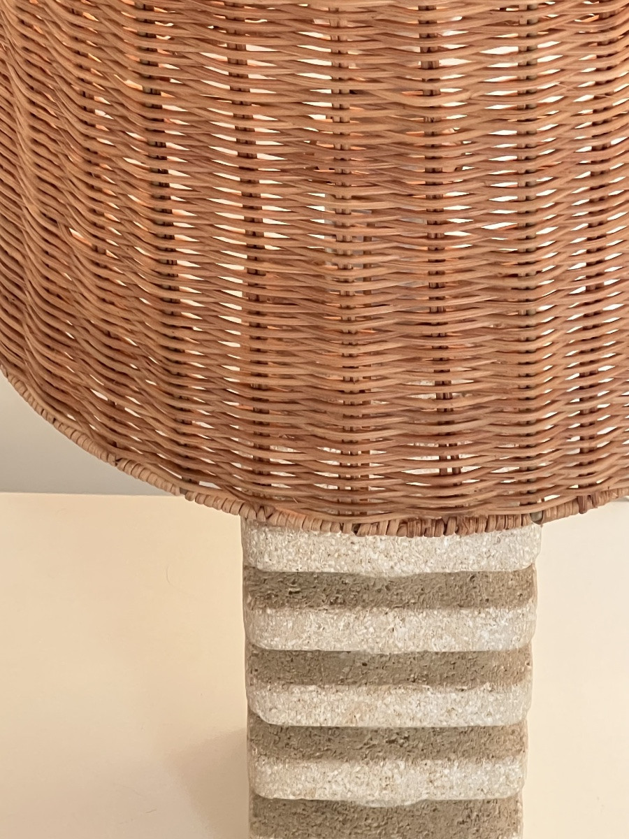 Carved Stone Living Room Lamp In The Style Of Albert Tormos, France, 1970s-photo-6