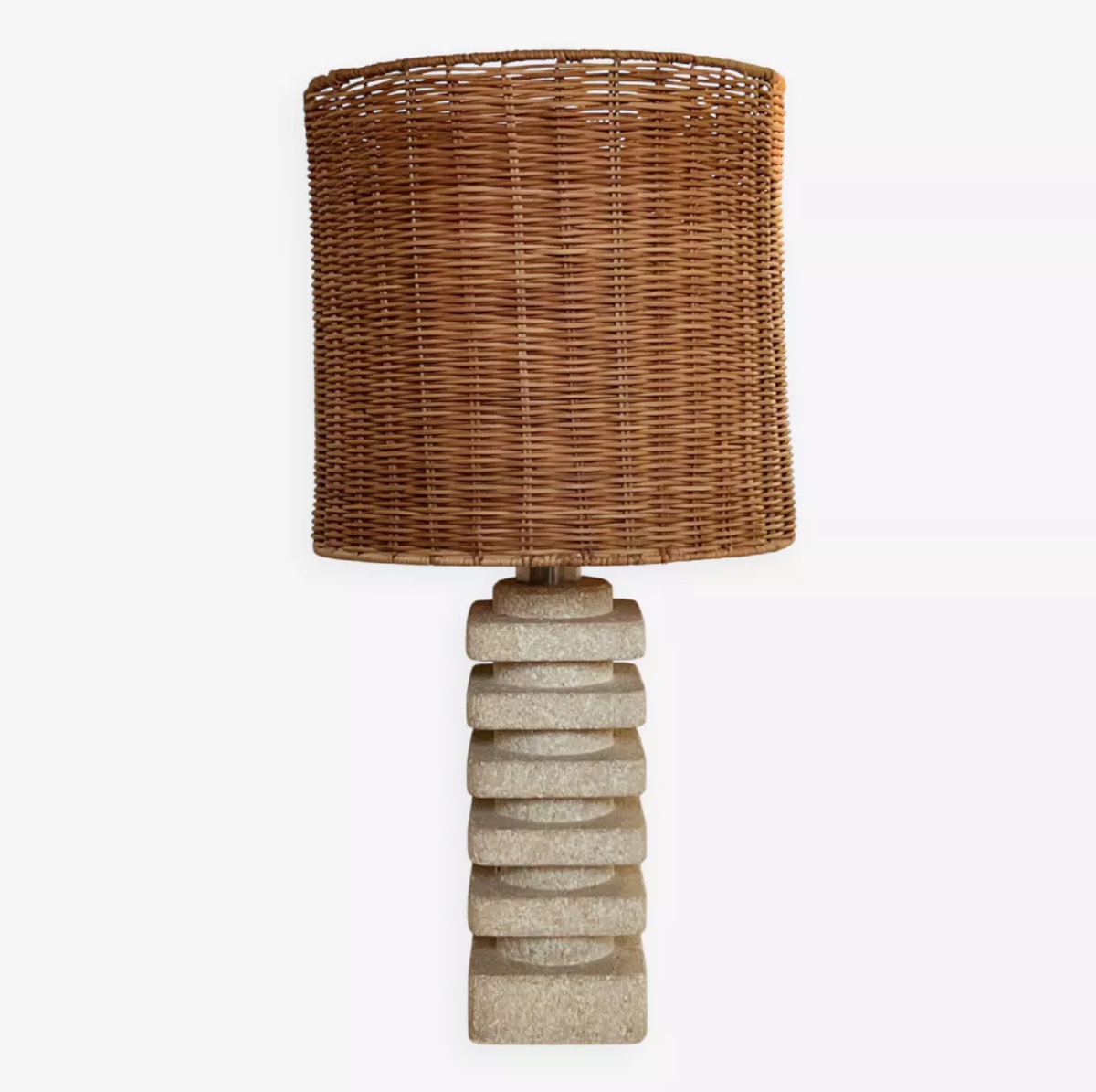 Carved Stone Living Room Lamp In The Style Of Albert Tormos, France, 1970s