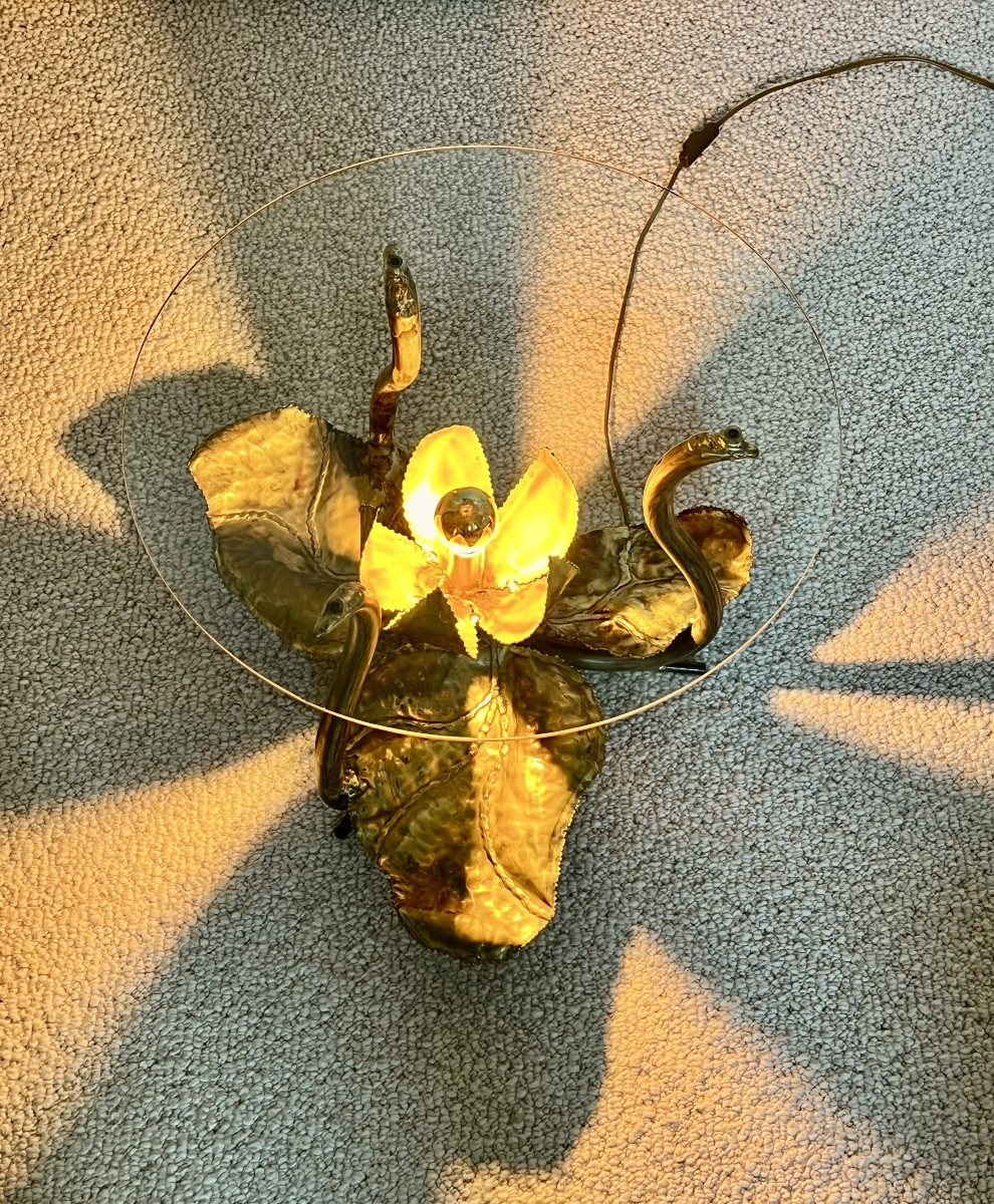 Table basse "Nénuphars" éclairante Maison Honoré Paris, France années 70-photo-3