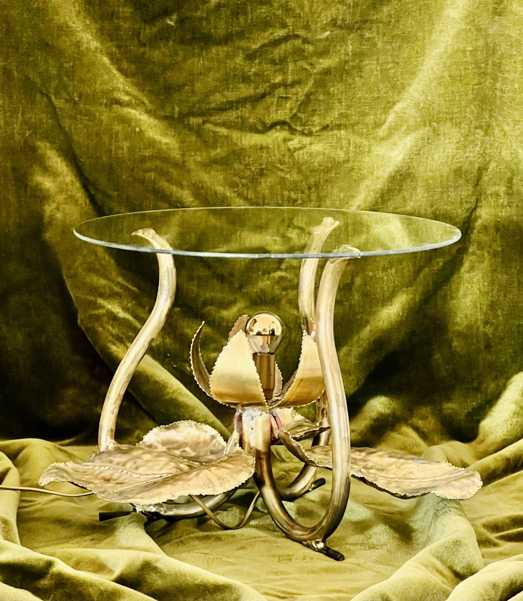 Table basse "Nénuphars" éclairante Maison Honoré Paris, France années 70-photo-4