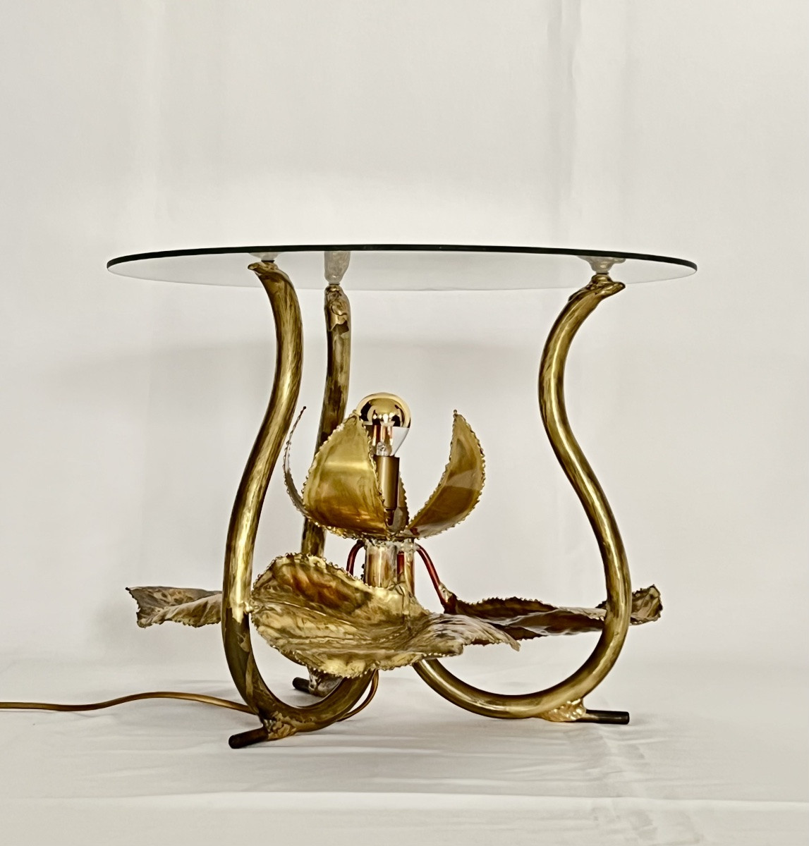 Table basse "Nénuphars" éclairante Maison Honoré Paris, France années 70-photo-1