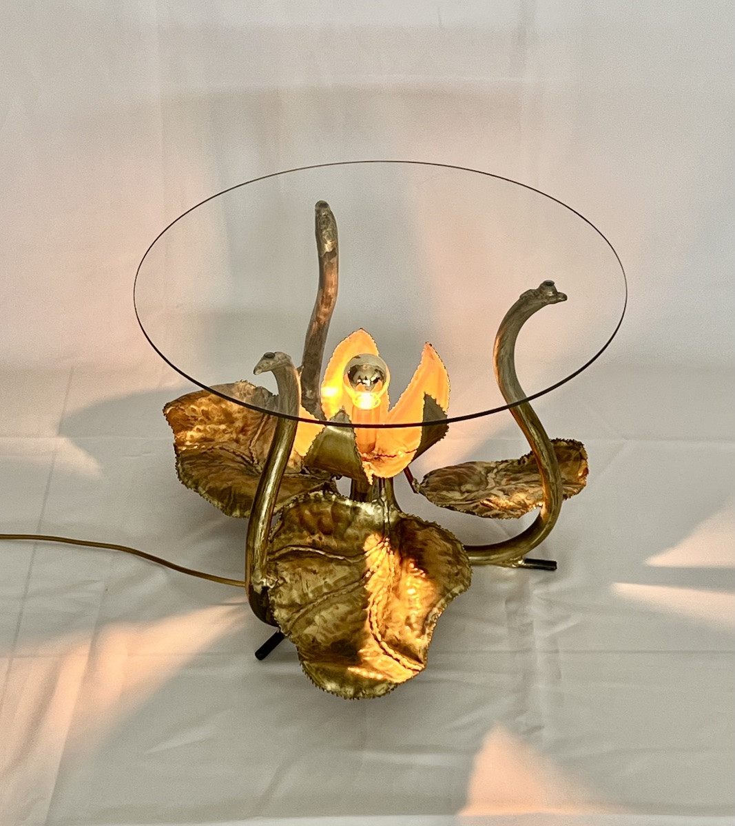 Table basse "Nénuphars" éclairante Maison Honoré Paris, France années 70-photo-2