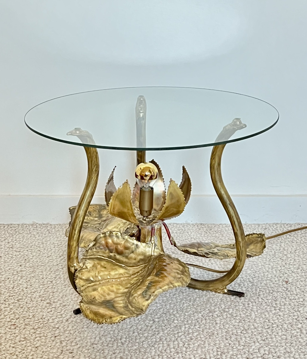 Table basse "Nénuphars" éclairante Maison Honoré Paris, France années 70