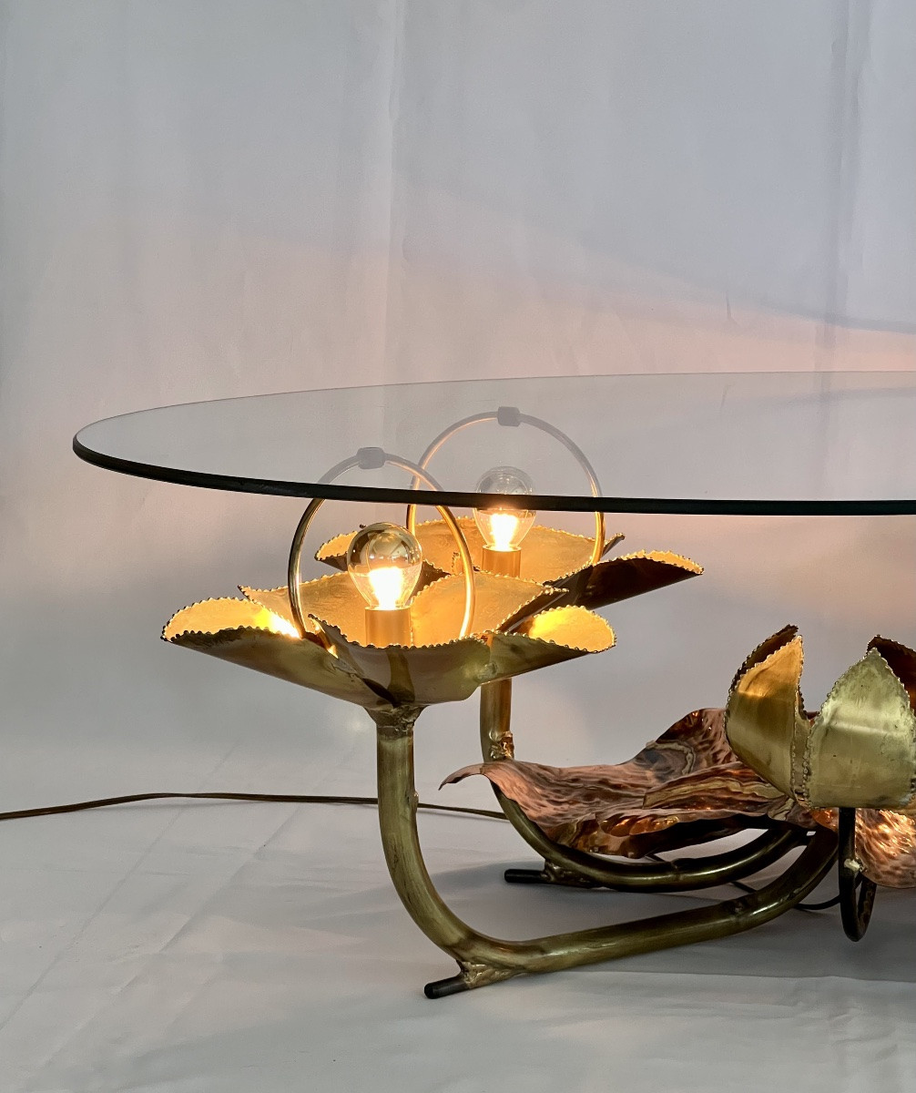 Table basse sculpturale éclairante par Henri Fernandez pour Maison Honoré Paris, France 70's-photo-4