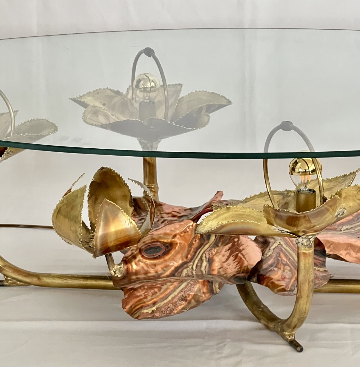 Table basse sculpturale éclairante par Henri Fernandez pour Maison Honoré Paris, France 70's-photo-6