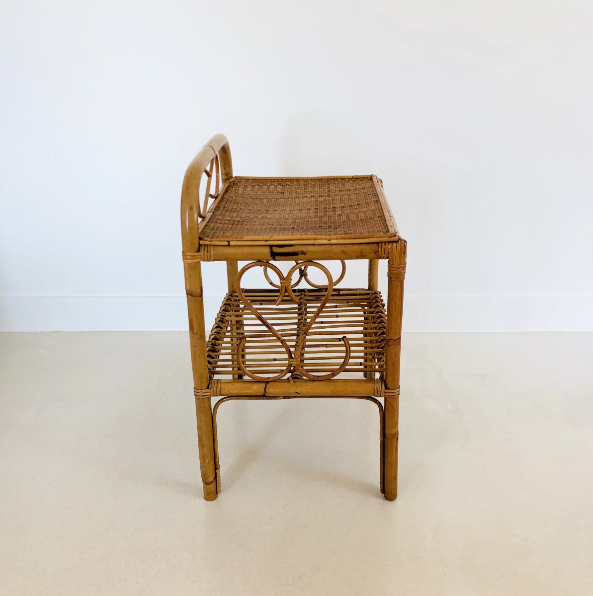 Table d'appoint en rotin, Italie années 60-photo-4