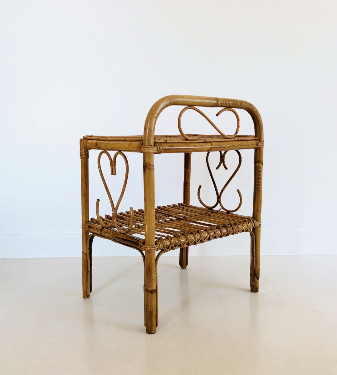 Table d'appoint en rotin, Italie années 60-photo-2