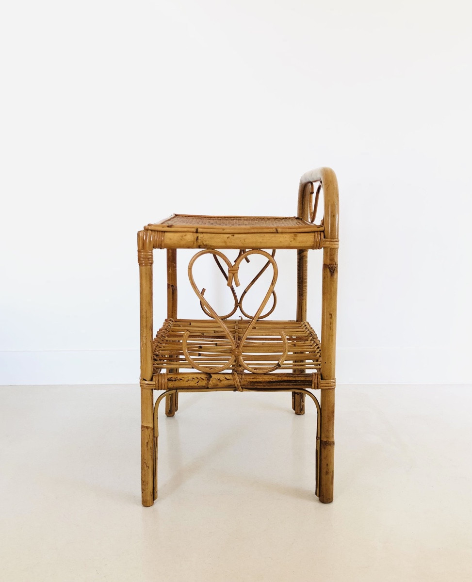 Table d'appoint en rotin, Italie années 60-photo-3
