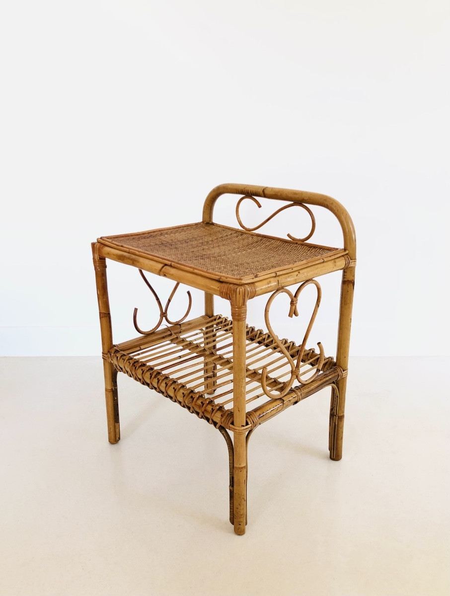 Table d'appoint en rotin, Italie années 60-photo-4
