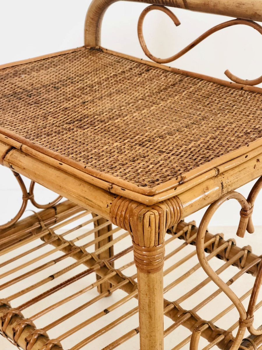 Table d'appoint en rotin, Italie années 60-photo-5