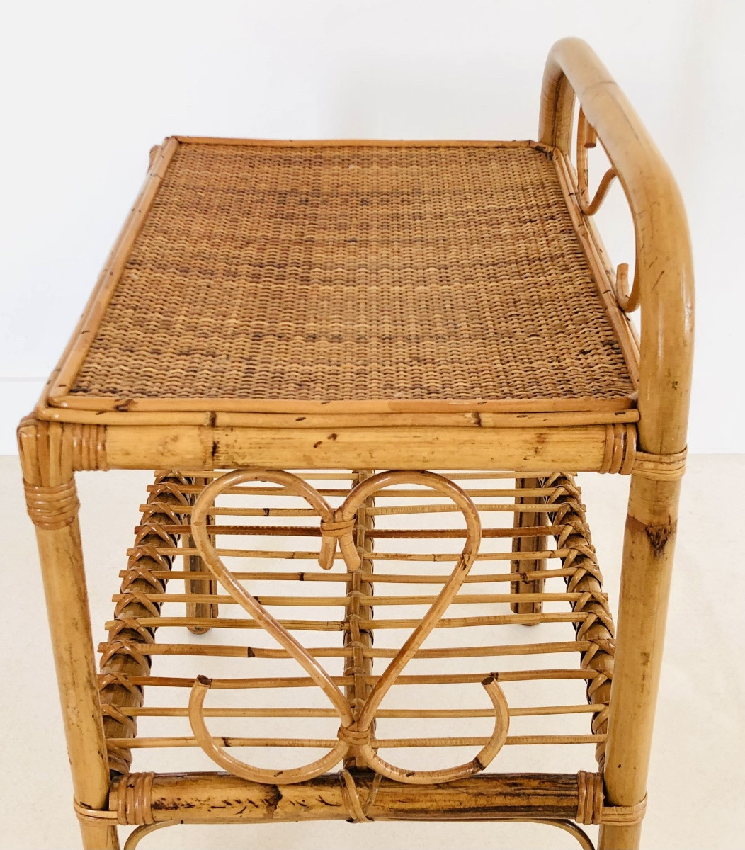Table d'appoint en rotin, Italie années 60-photo-6