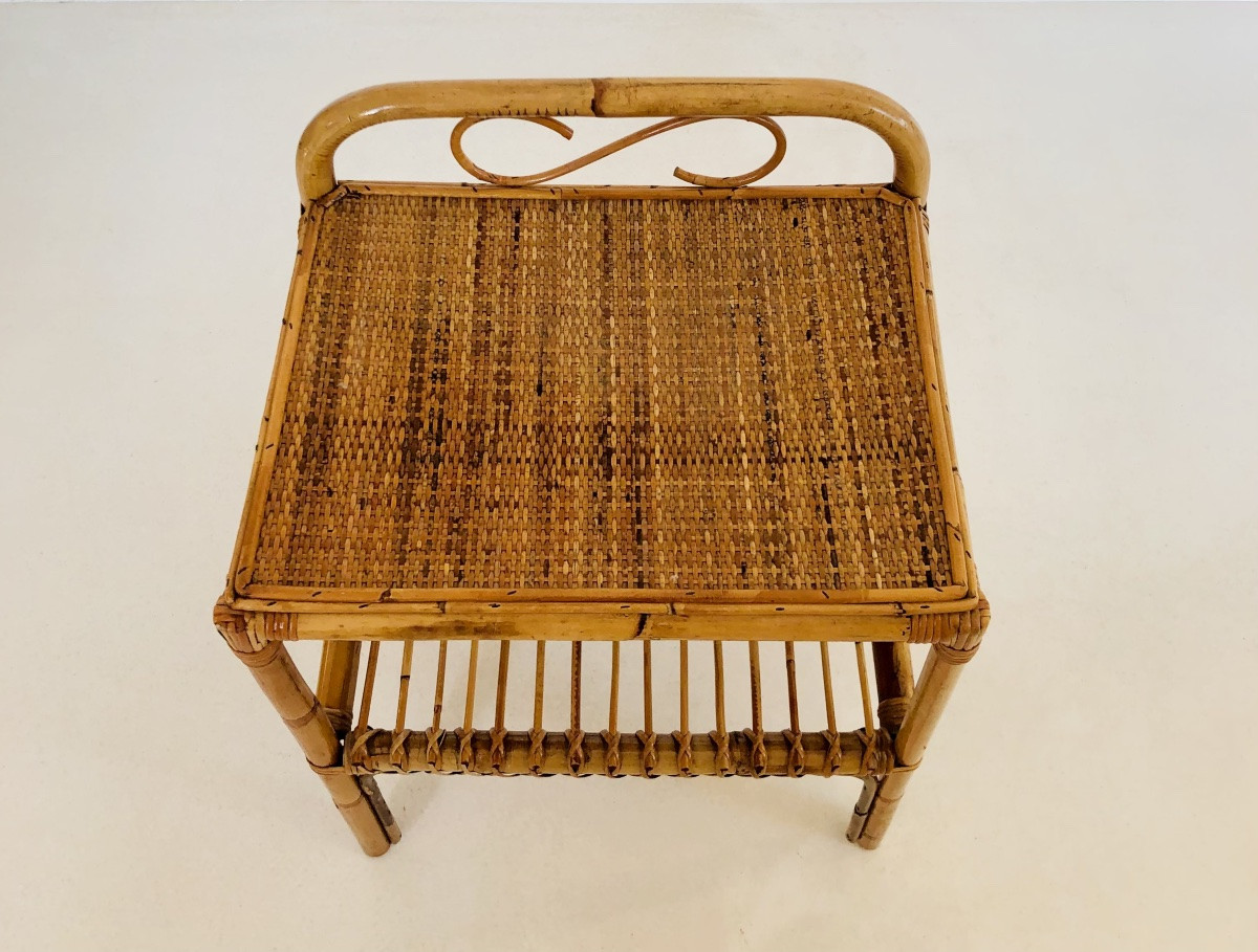Table d'appoint en rotin, Italie années 60-photo-8