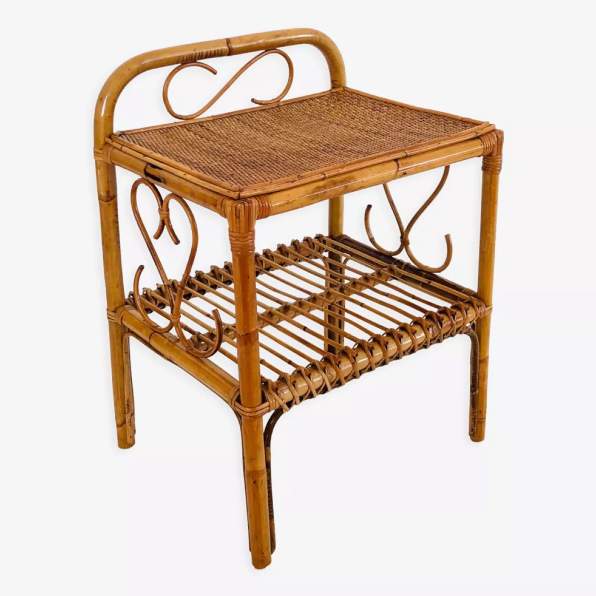 Table d'appoint en rotin, Italie années 60