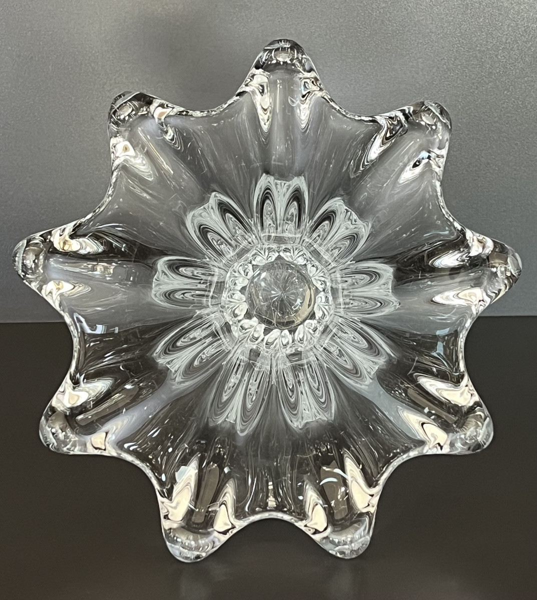 Large "tête De Girafe" Crystal Vase By Art Vannes France, 1950s-photo-3