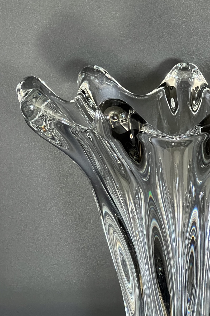 Large "tête De Girafe" Crystal Vase By Art Vannes France, 1950s-photo-1