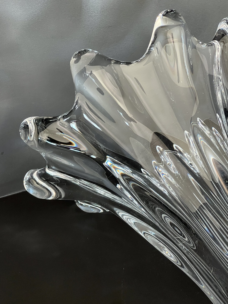 Large "tête De Girafe" Crystal Vase By Art Vannes France, 1950s-photo-4