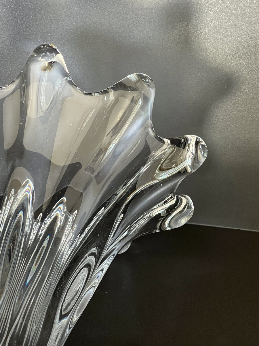 Large "tête De Girafe" Crystal Vase By Art Vannes France, 1950s-photo-5